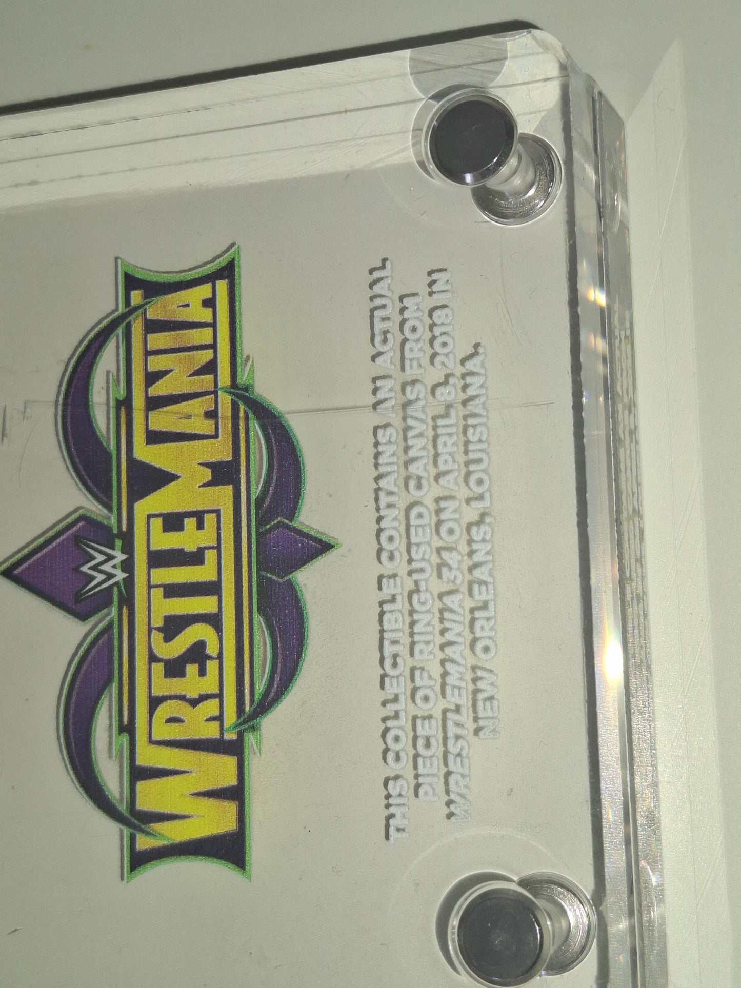 WWF / WWE Wrestlemania 34 Ring Mat Acrylic Plaque