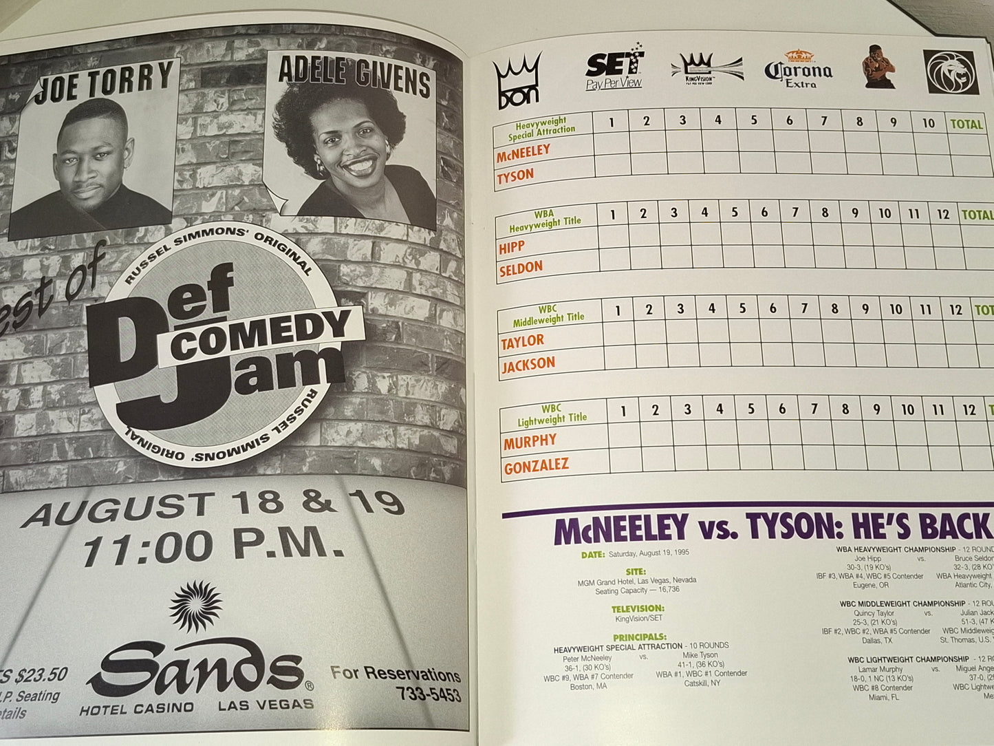 Mike Tyson Vs Peter McNeely - Official Boxing Event Program (1995)
