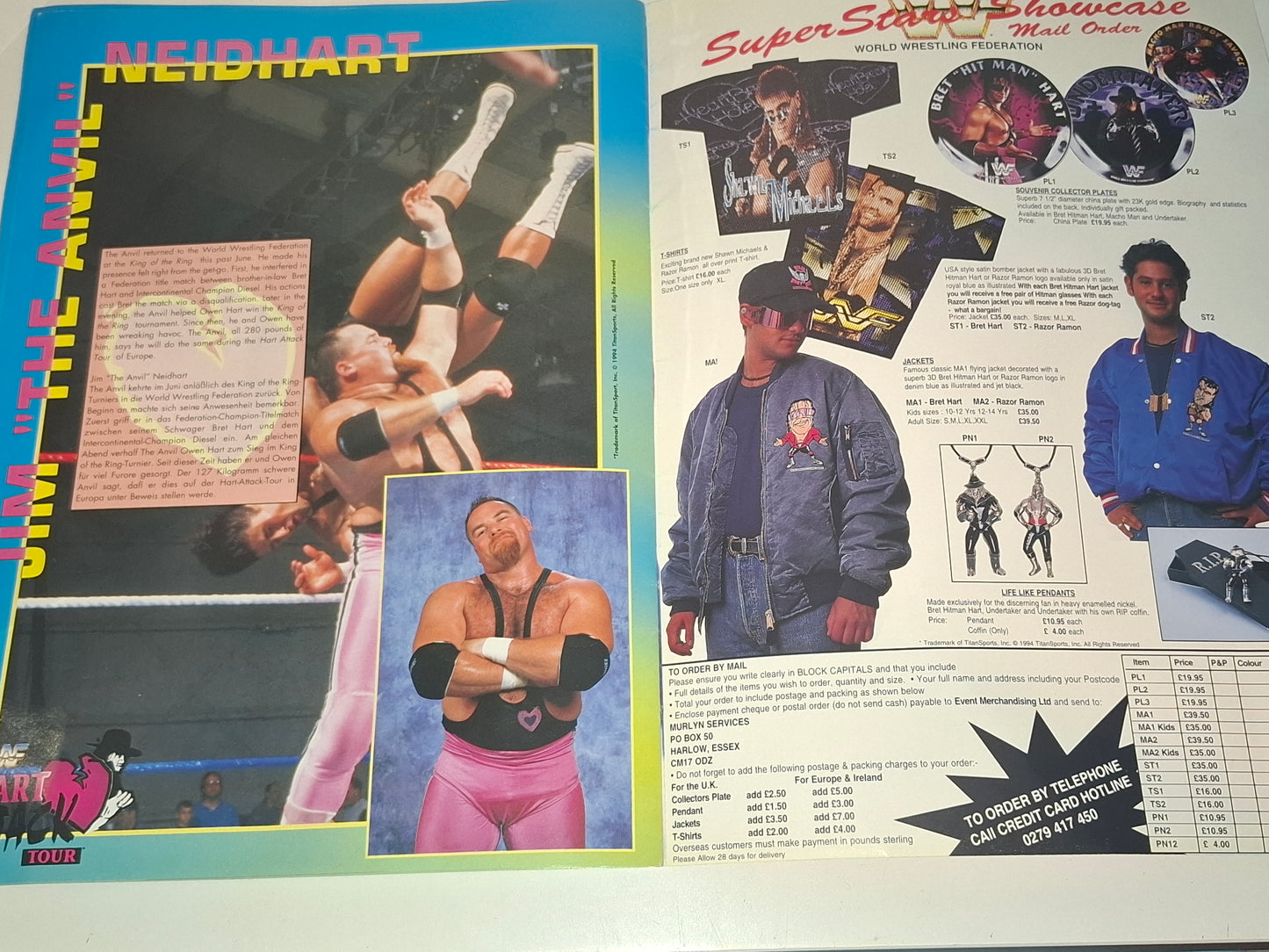 WWF Wrestling - Hart Attack European Tour 93 - Official Event Program (1993)