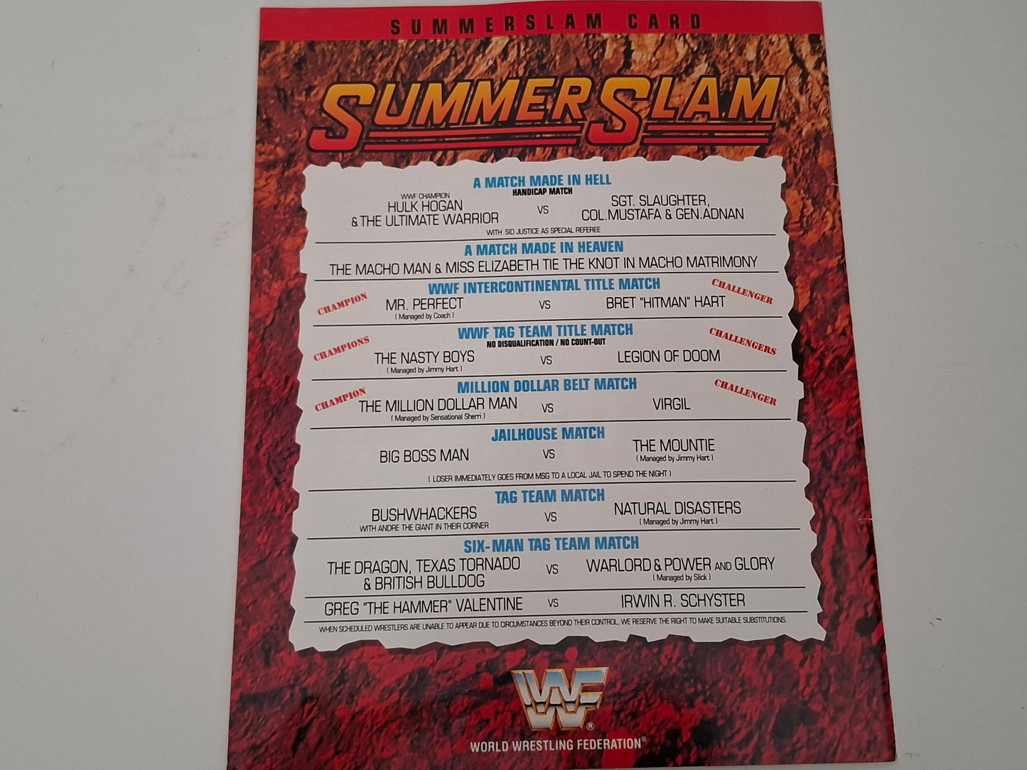 WWF Wrestling - SummerSlam 91 - Official Event Program (1991)