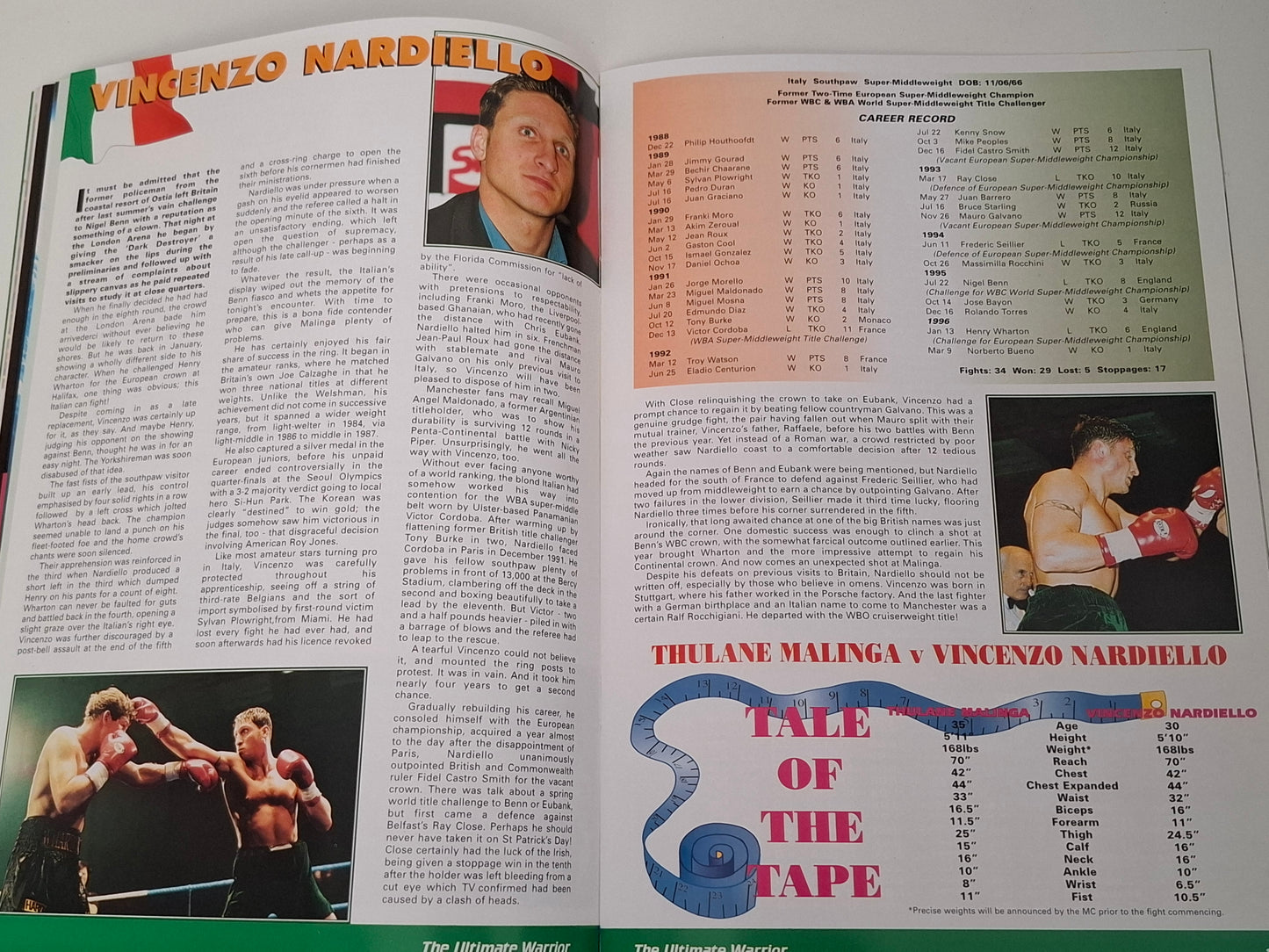 Nigel Benn Vs Steve Collins - Official Boxing Event Program (1996)