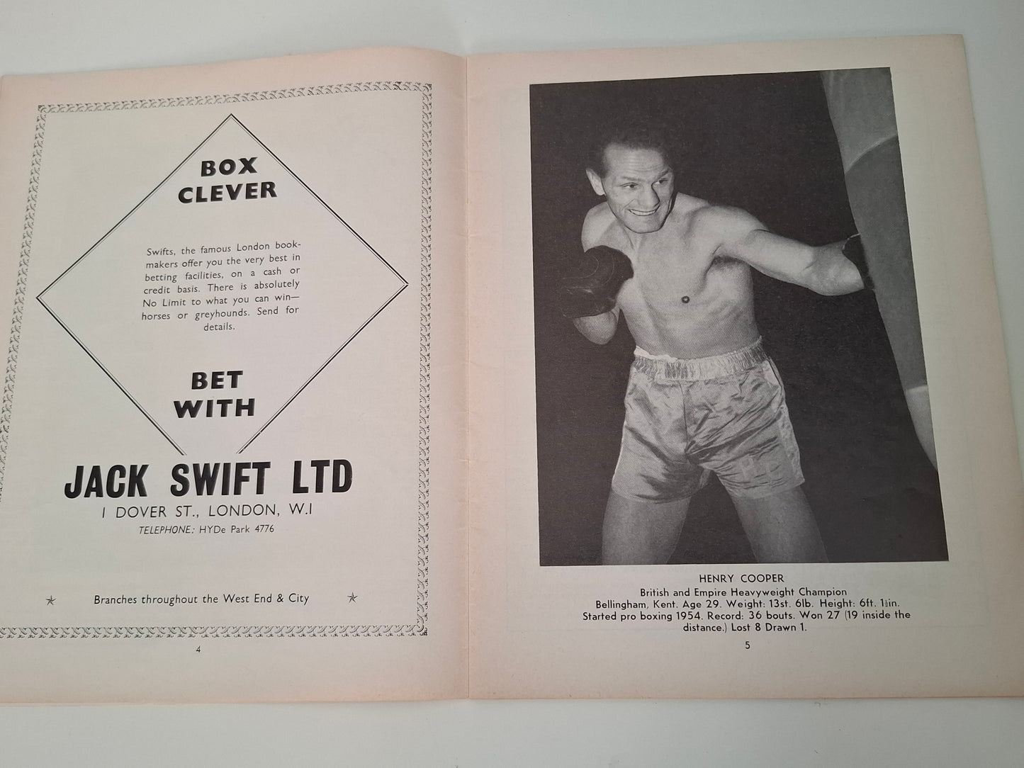 Cassius Clay (Muhammad Ali) Vs Henry Cooper - Official Boxing Event Program (1963)
