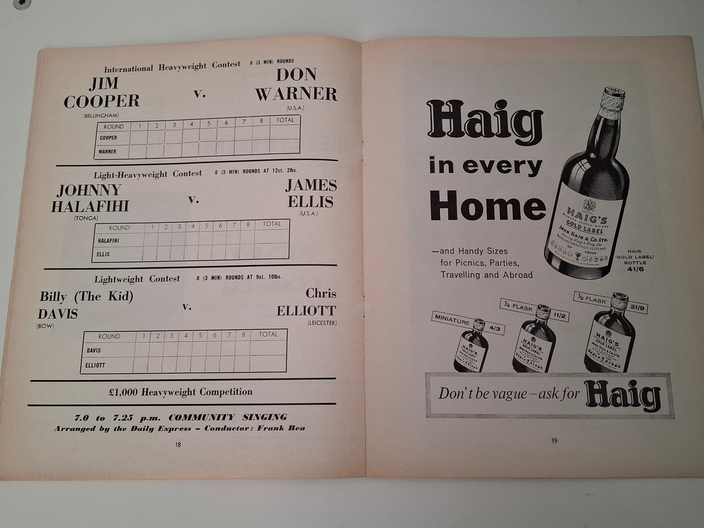 Cassius Clay (Muhammad Ali) Vs Henry Cooper - Official Boxing Event Program (1963)