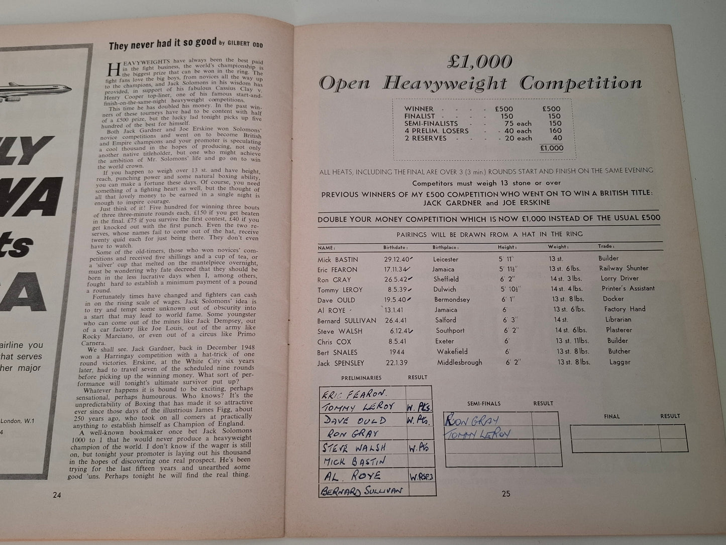 Cassius Clay (Muhammad Ali) Vs Henry Cooper - Official Boxing Event Program (1963)
