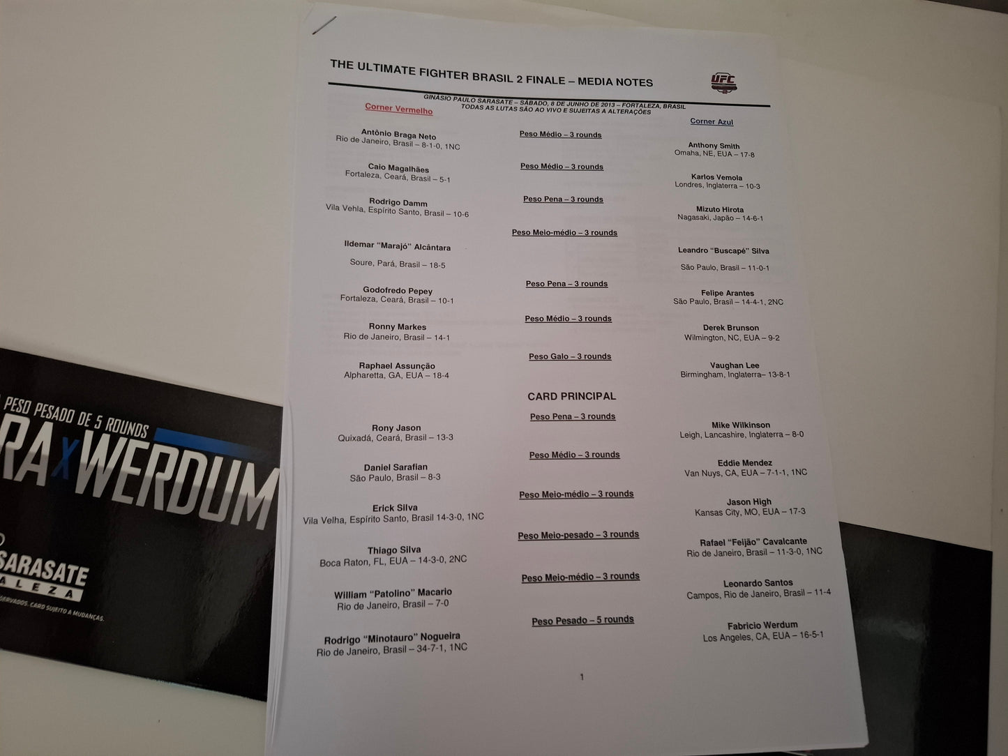UFC on Fuel Tv 10 - TUF Brazil 2 Finale Nogueira Vs Werdum - Official Press Kit / Media Pack (2013)