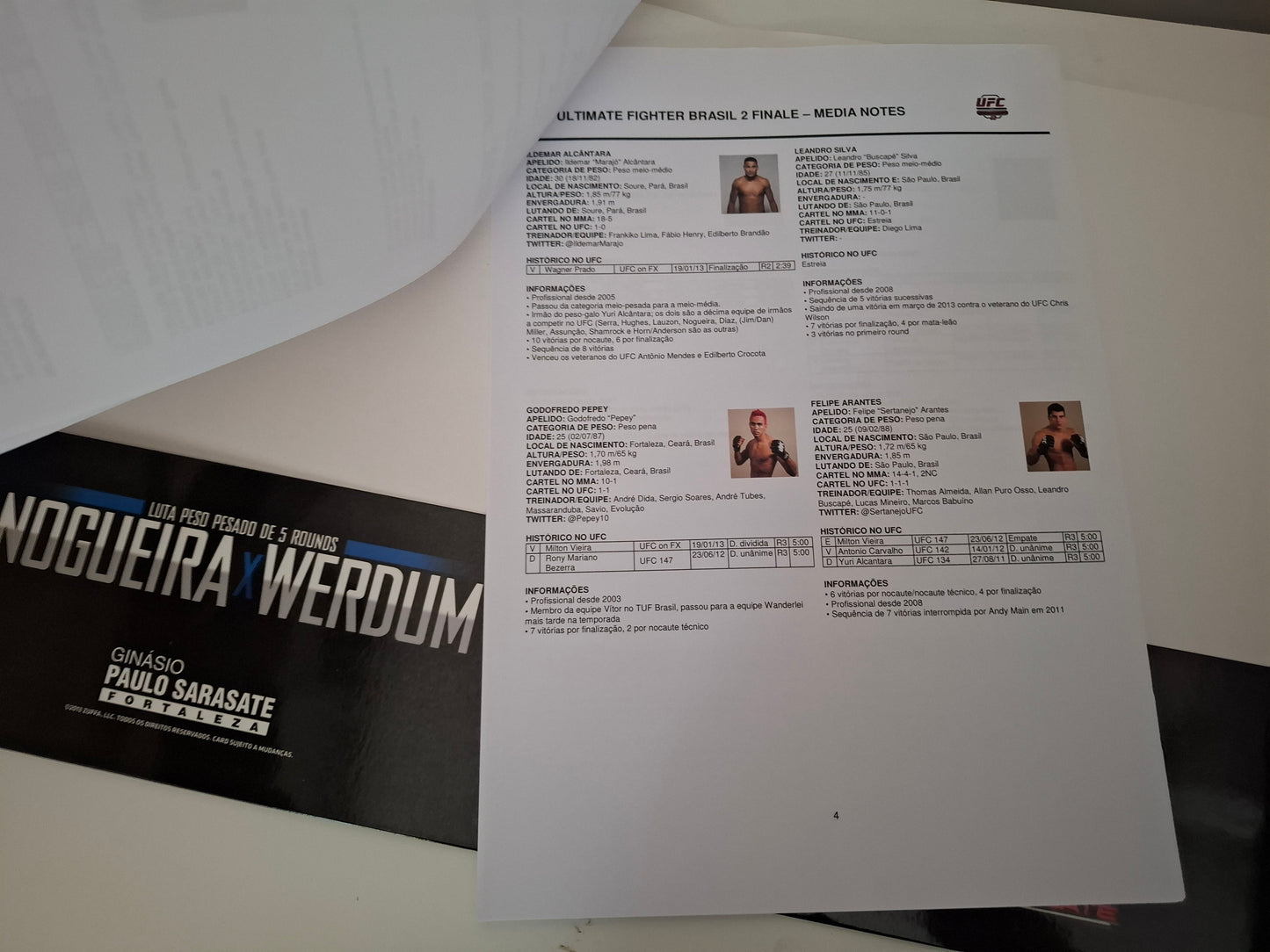 UFC on Fuel Tv 10 - TUF Brazil 2 Finale Nogueira Vs Werdum - Official Press Kit / Media Pack (2013)