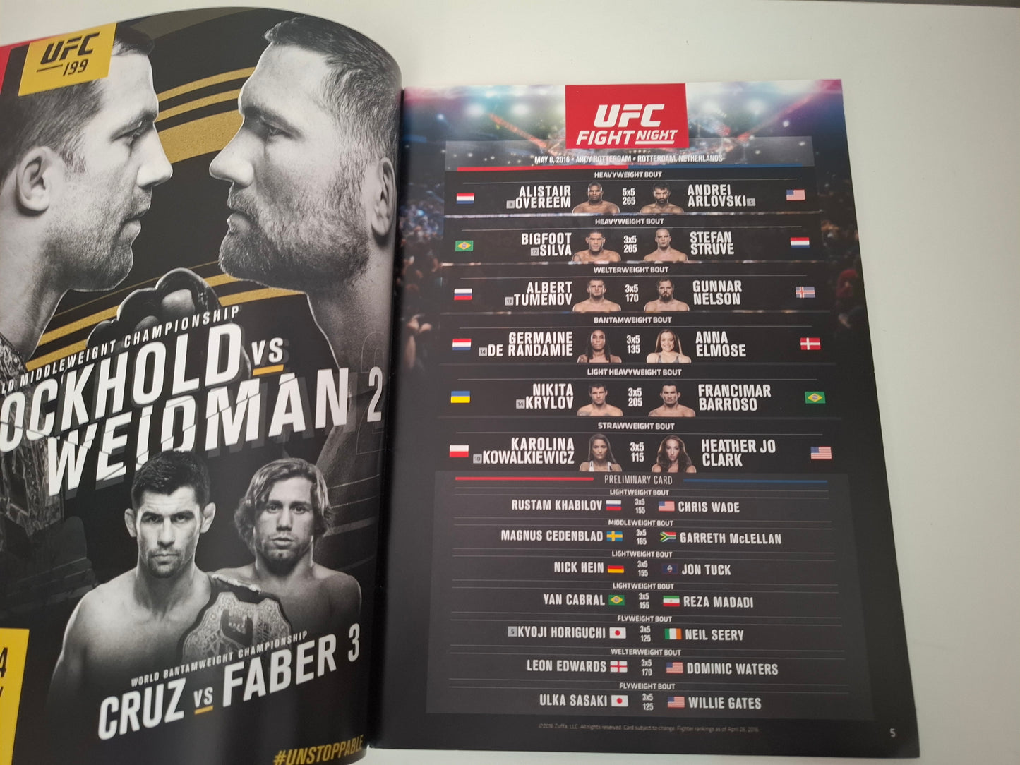UFC Fight Night 87 (NL) - Overeem Vs Arlovski - Official Event Program (2016)