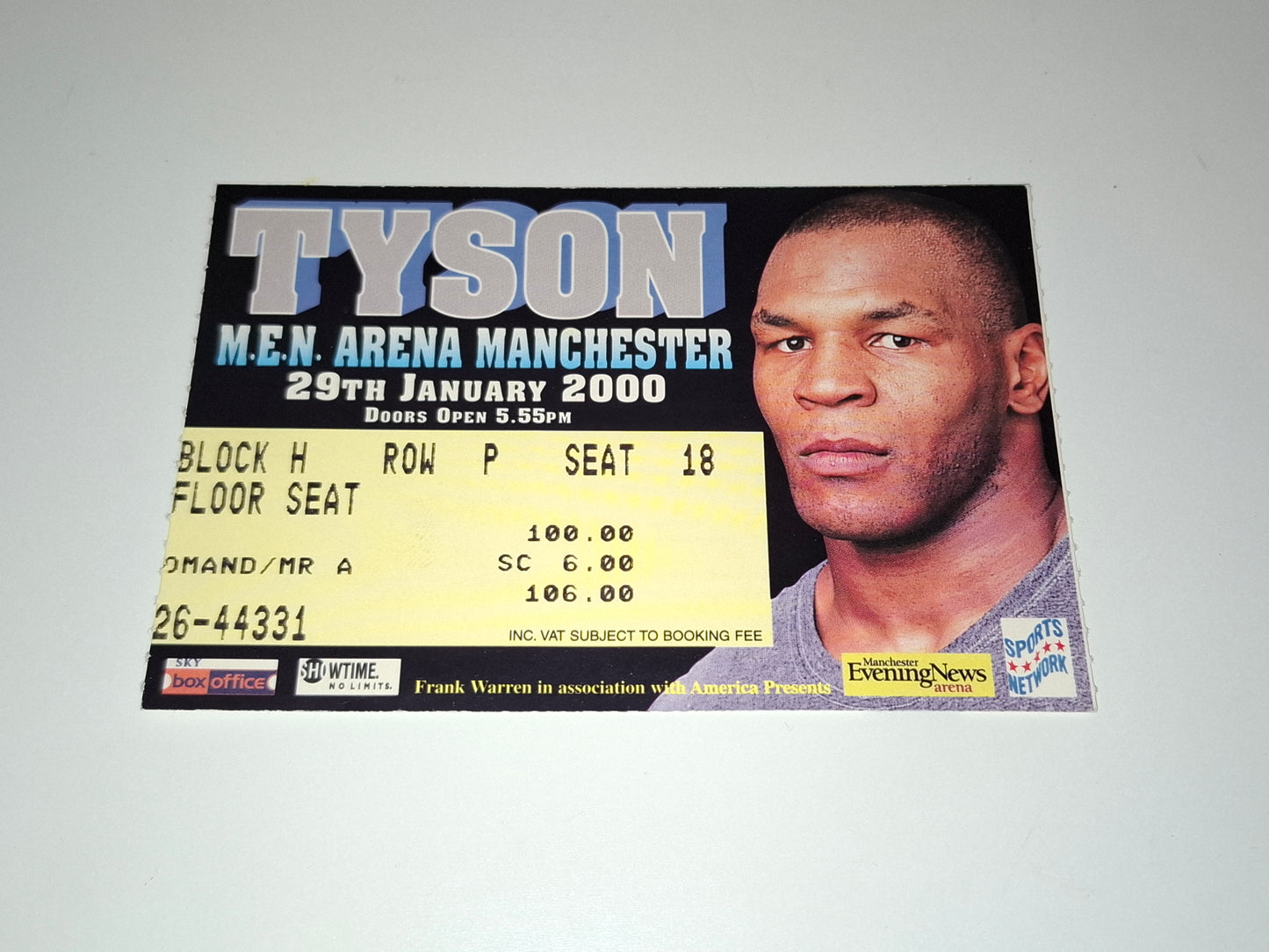 Mike Tyson Vs Julius Francis - Official Event Ticket (2000)