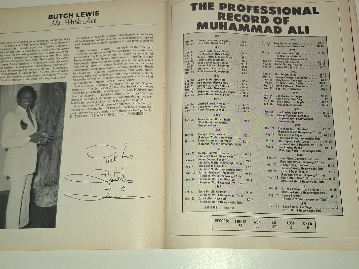 Muhammad Ali Vs Leon Spinks 2 - Official Boxing Event Program (1978)