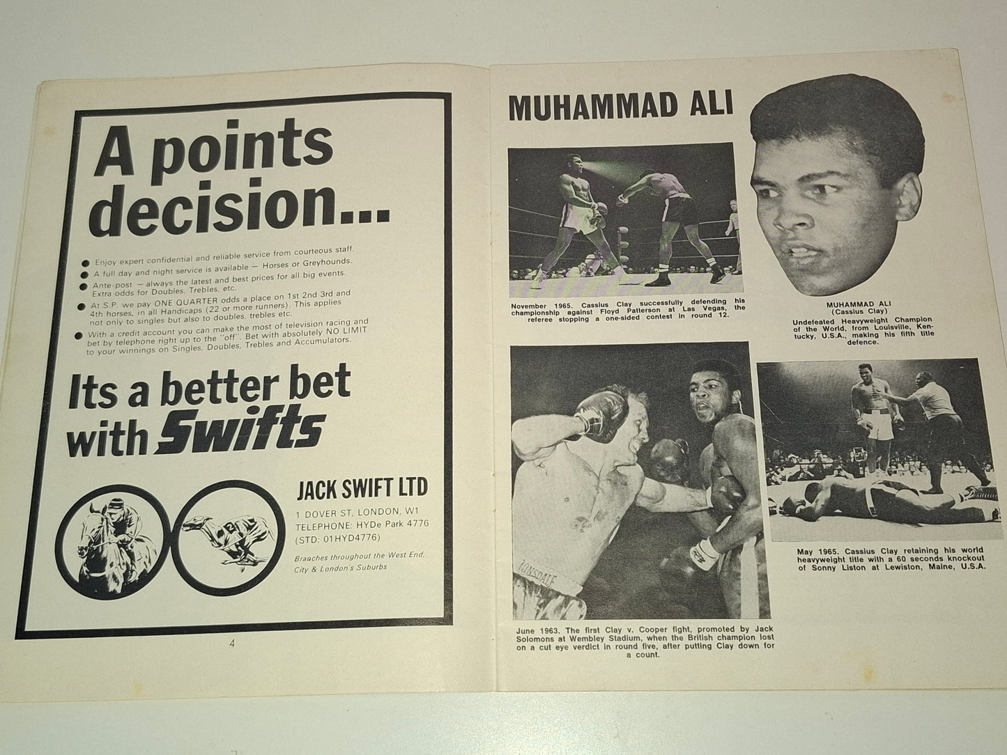 Muhammad Ali Vs Brian London - Official Boxing Event Program (1966)