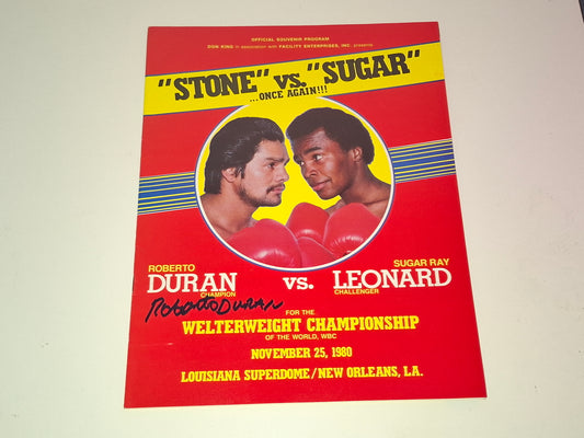 Roberto Duran Vs Sugar Ray Leonard 2 - Official Boxing Event Program (1980) [AUTOGRAPHED]
