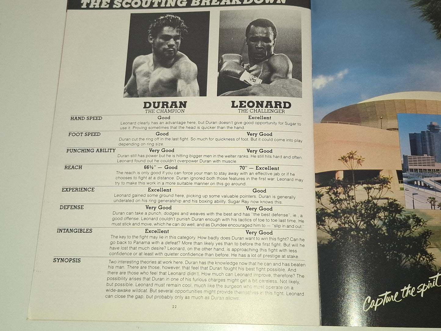 Roberto Duran Vs Sugar Ray Leonard 2 - Official Boxing Event Program (1980) [AUTOGRAPHED]