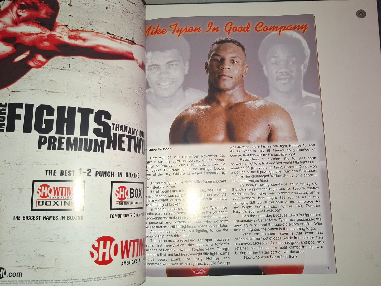 Mike Tyson Vs Lennox Lewis - Official Boxing Event Program (2002)