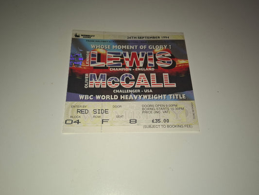 Lennox Lewis Vs Oliver McCall - Official Boxing Event Ticket (1994)