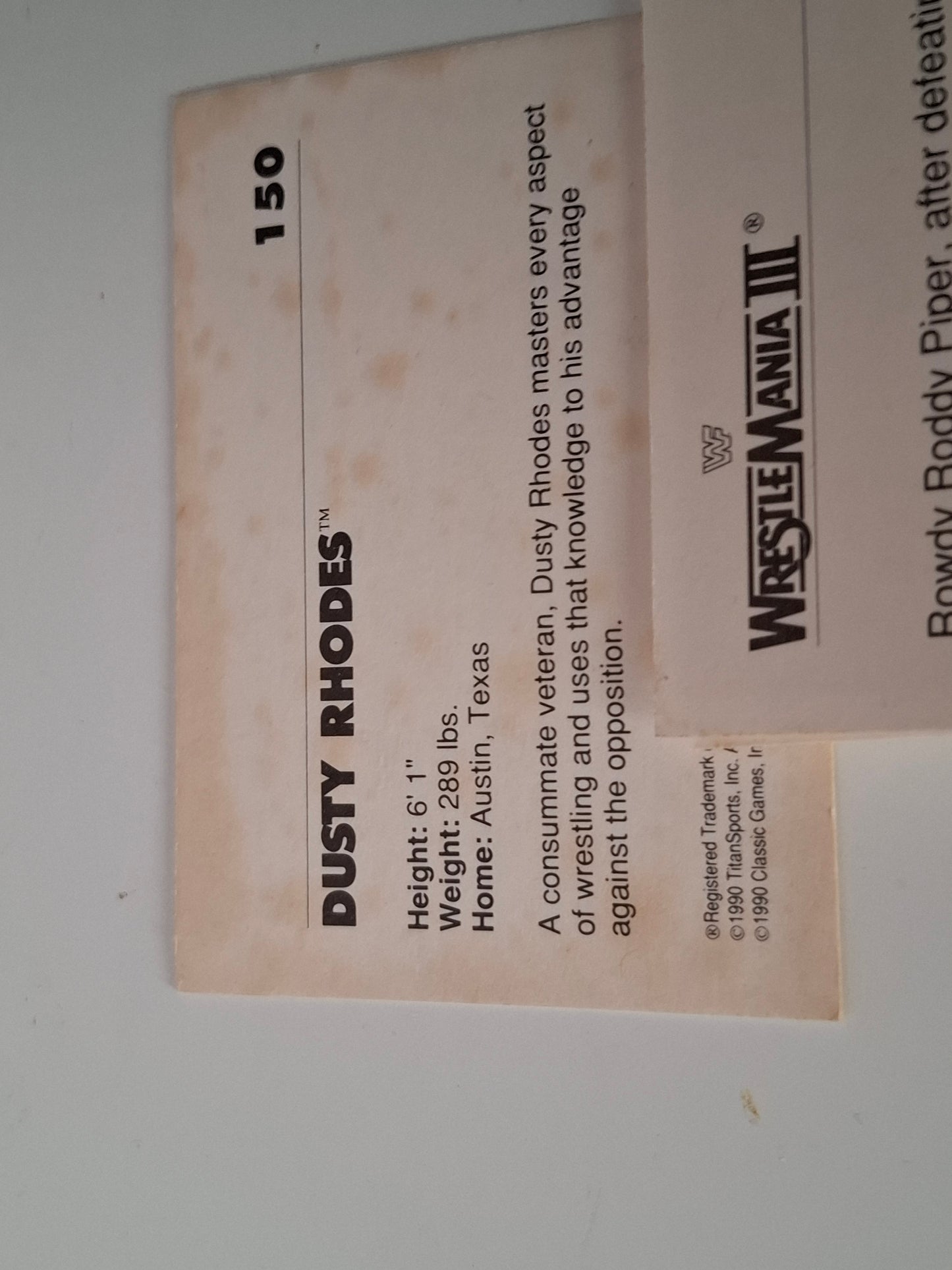 1990 WWF Classic Series 2 : History of Wrestlemania - Official Trading Card Set - 150x Card Base Set