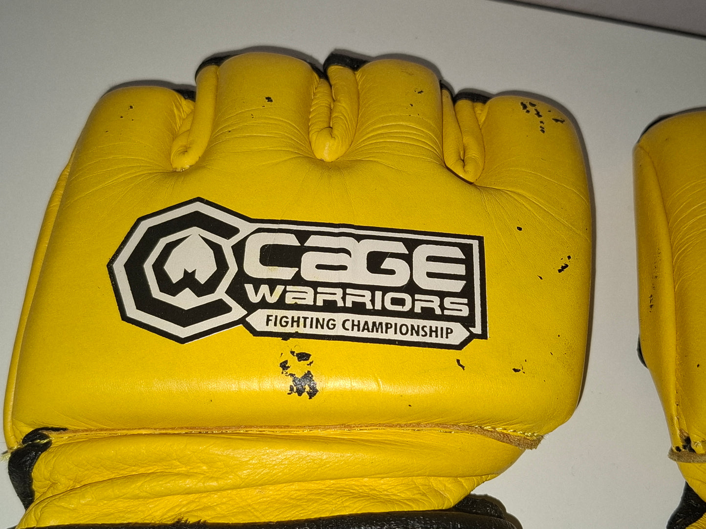 Cage Warriors Official MMA Gloves - V1 - Yellow - Size XL - Ouano / Thowdown [USED] [SALE]