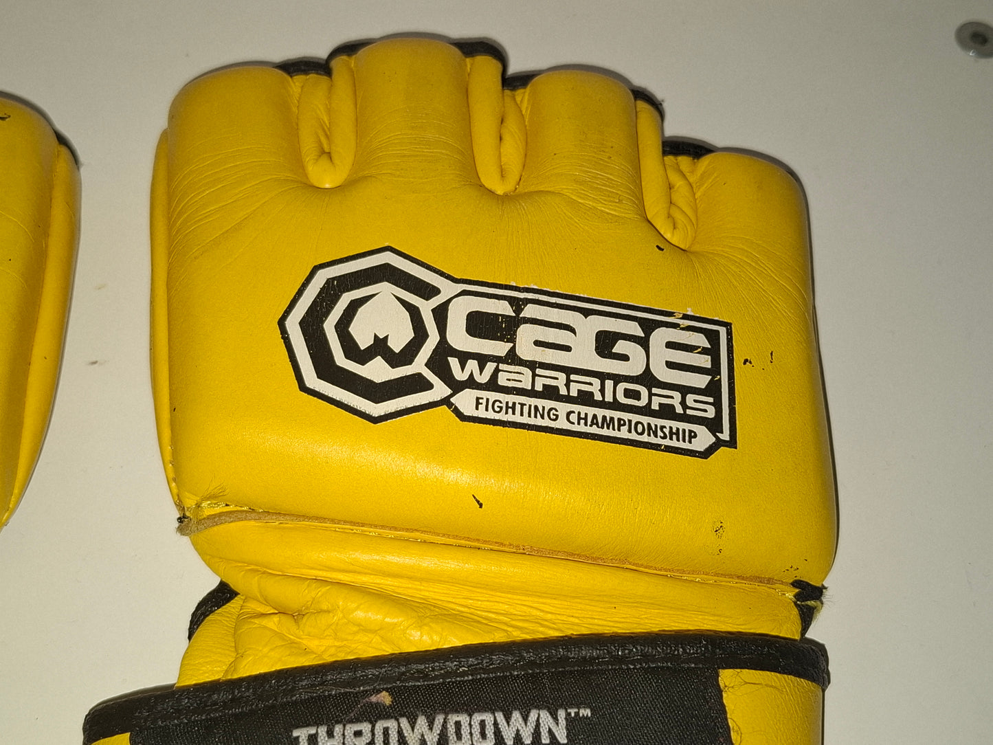 Cage Warriors Official MMA Gloves - V1 - Yellow - Size XL - Ouano / Thowdown [USED] [SALE]