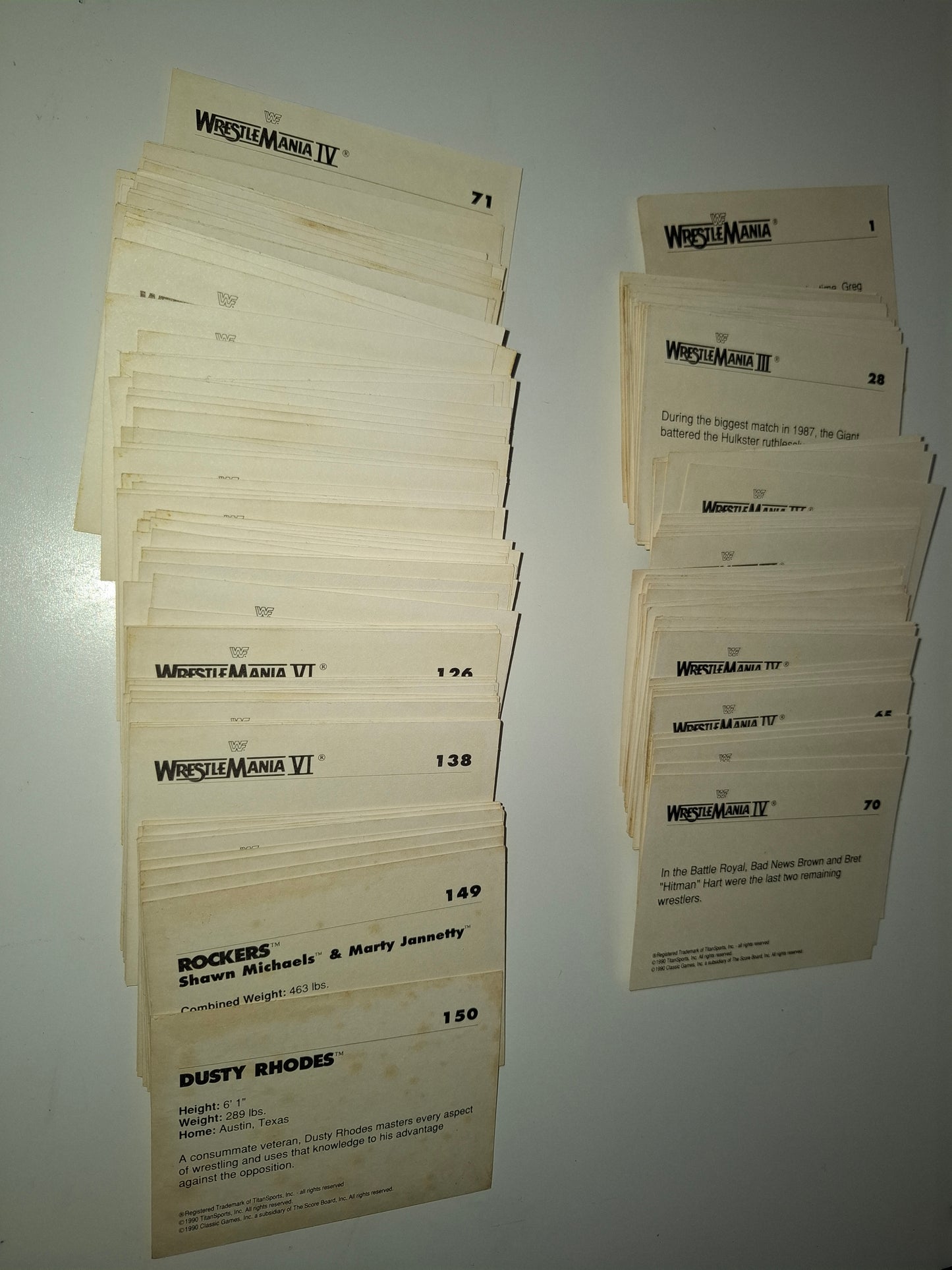 1990 WWF Classic Series 2 : History of Wrestlemania - Official Trading Card Set - 150x Card Base Set
