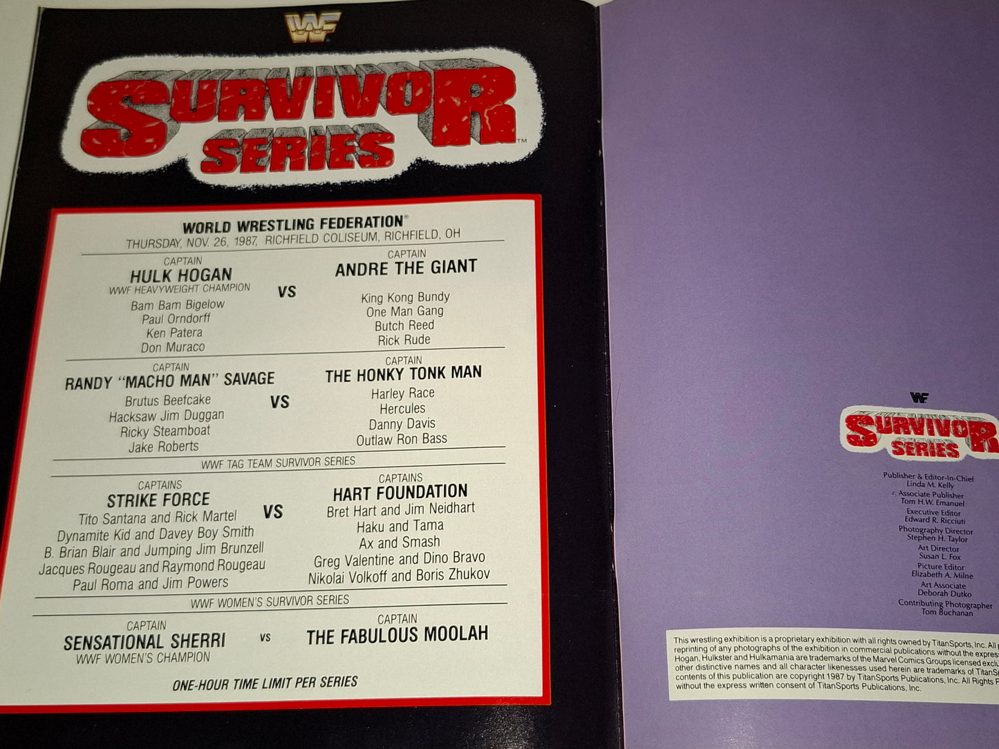 WWF Wrestling - Survivor Series 87 - Official Event Program (1987)