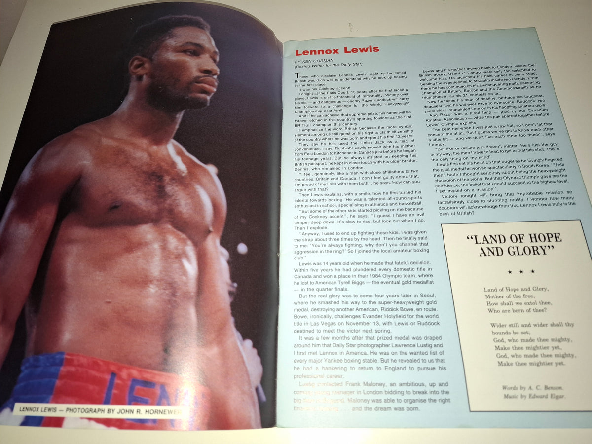 Lennox Lewis Vs Razor Ruddock - Official Boxing Event Program (1994)