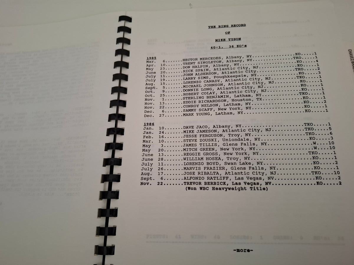 Mike Tyson Vs Razor Ruddock 2 - Official Boxing Event Press Kit / Media pack (1991)